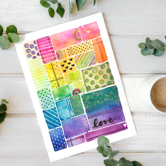 Rainbow Tiles - 10 x Greeting Cards